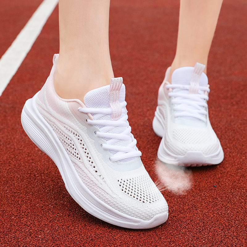RUIKE Abrasion Resistant Breathable Height Increasing Low top Casual Running Shoes Women’s White Pink