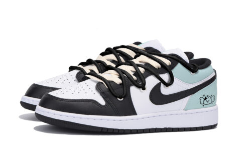 Jordan Air Jordan 1 Slip Resistant Abrasion Resistant Low top Vintage Basketball Shoes Men’s Black Tiffany