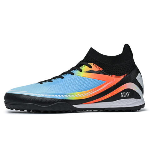 ATAY Soccer Shoes Unisex High Top White Purple/Black Blue