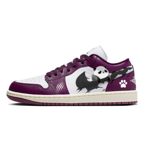 Jordan Air Jordan 1 Panda Paw, Lying Panda Cushioning Slip Resistant Low top Vintage Basketball Shoes Women’s Fuchsia