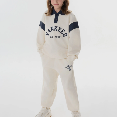 MLB KIDS Varsity Casual Sportswear Dark Cream Kids’