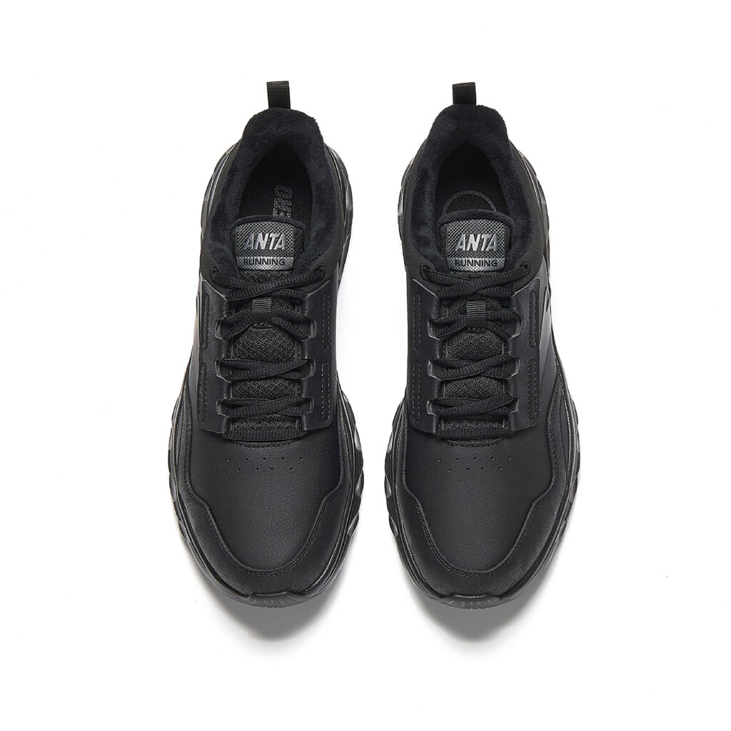 Anta Basic Running, Leather Upper, Fleece Lined, Lightweight, Soft Sole, Cushioning, Versatile Casual Running Shoes