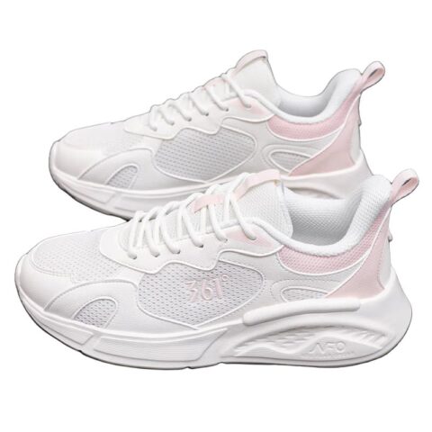 361° Slip Resistant And Breathable Low top Sprint Running Shoes Women’s White Pink