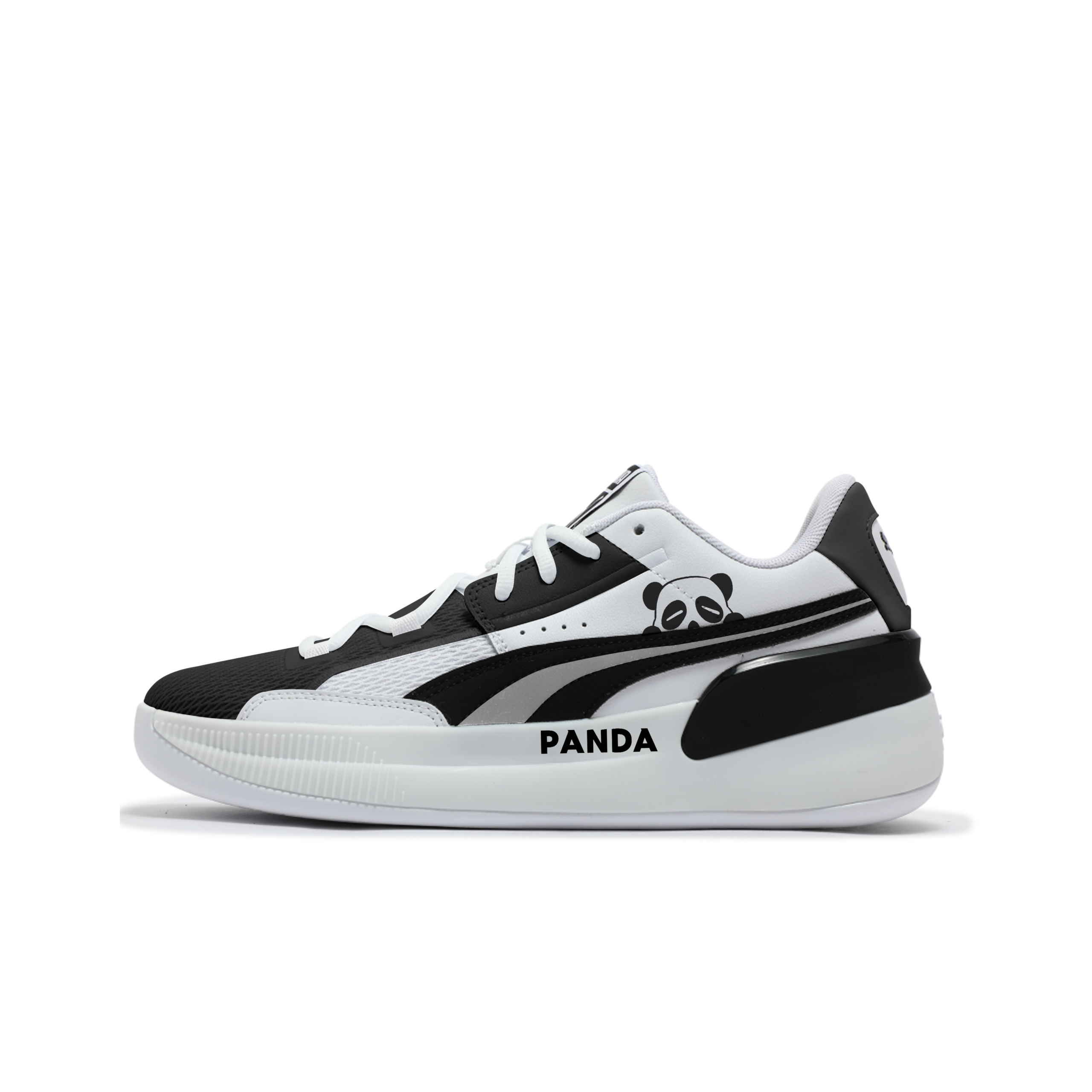 PUMA Clyde Hardwood Team Abrasion Resistant Low top Basketball Shoes Unisex Black White