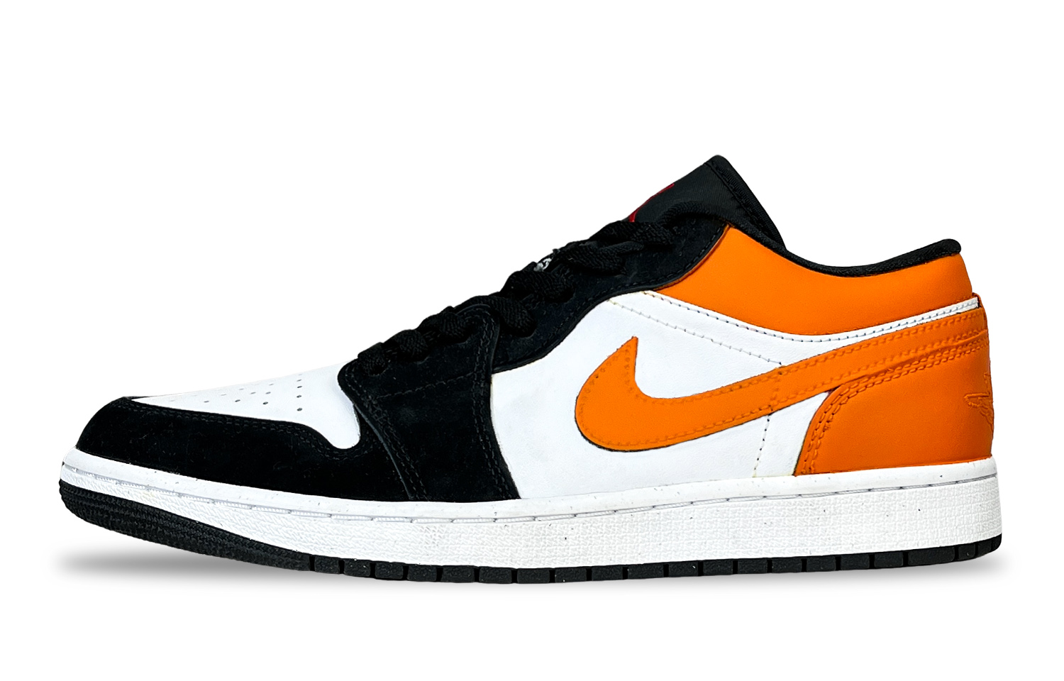 Jordan Air Jordan 1 Shattered Cushioning Abrasion Resistant Low top Vintage Basketball Shoes Unisex Black Orange