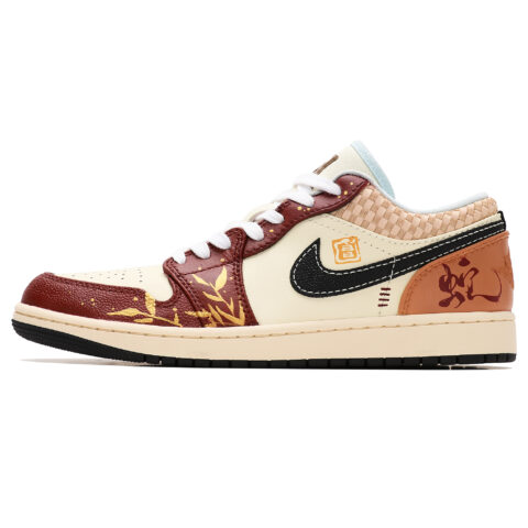 Jordan Air Jordan 1 Slip Resistant Low top Vintage Basketball Shoes Men’s Beige Red