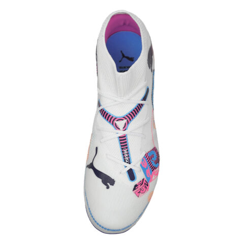 PUMA FUTURE 7 MATCH MG Multi Ground Artificial Turf Fabric Coverage Support Soccer Shoes Unisex White Blue Pink