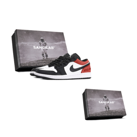 Jordan Air Jordan 1 Slip Resistant Abrasion Resistant Low top Vintage Basketball Shoes Unisex Black Red