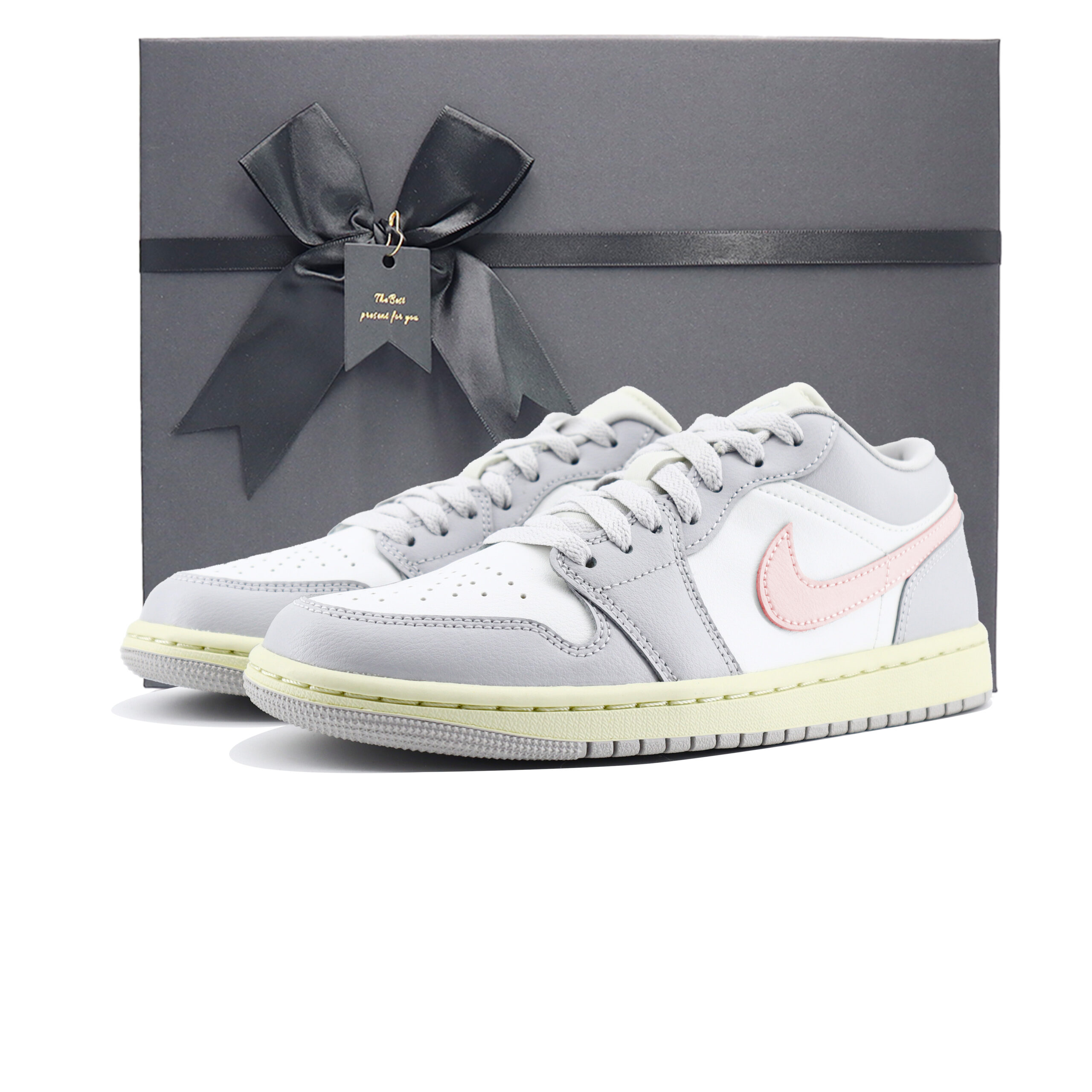Jordan Air Jordan 1 Chuangyi Slip Resistant Abrasion Resistant Low top Vintage Basketball Shoes Unisex White Pink