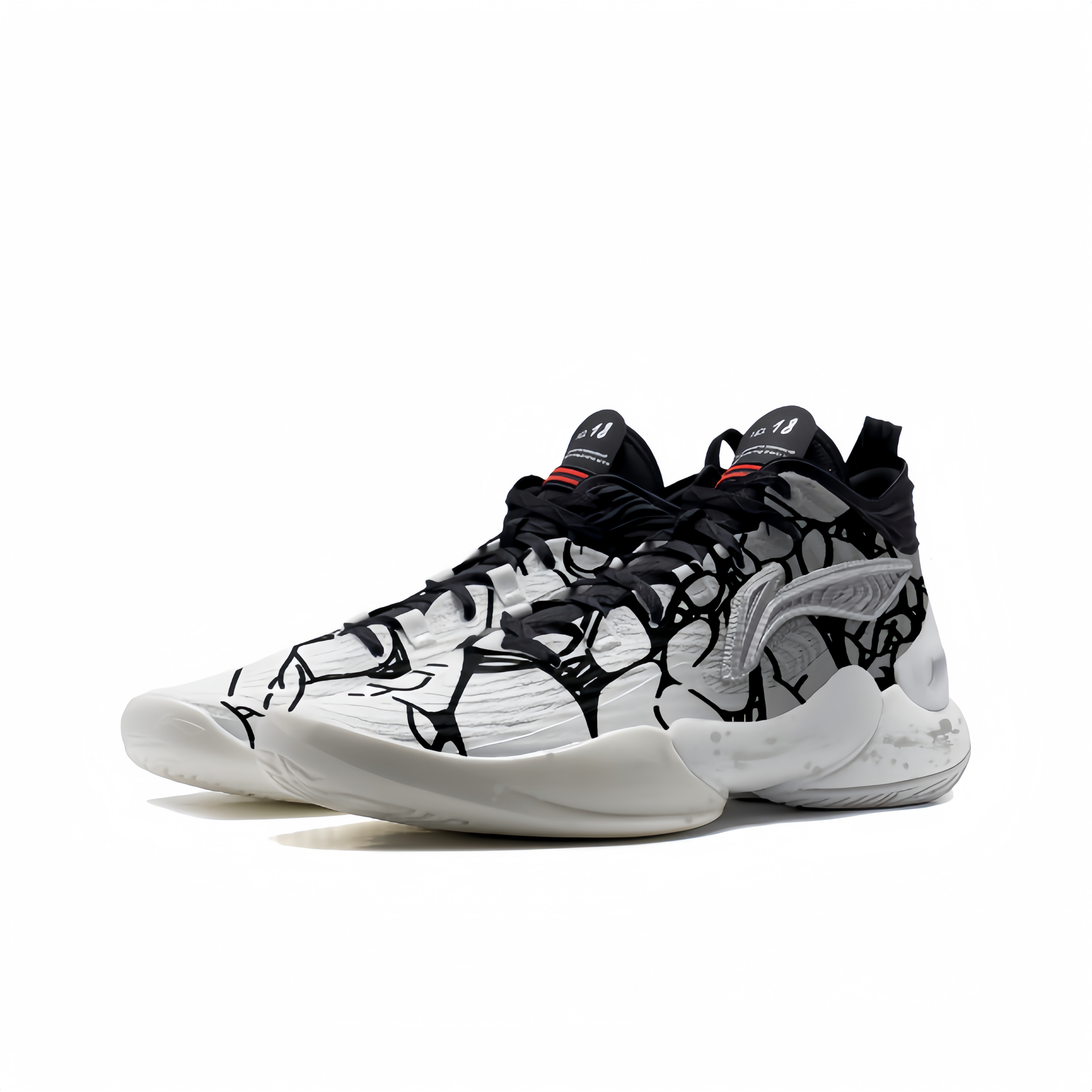 Li Ning YuShuai 18 Support Rebound Mid top Basketball Shoes Men’s Black White Gray