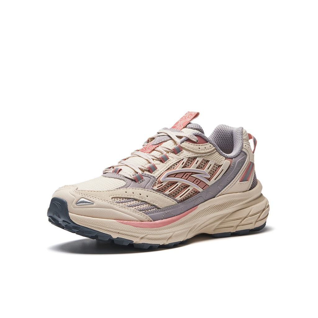 Anta Textile, Synthetic Leather Low top Casual Running Shoes Women’s Wheat Khaki/Magic Carpet Gray