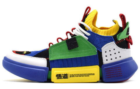 Li Ning Way Of Wade Cushioning Slip Resistant Mid top Vintage Basketball Shoes Women’s Blue Green Yellow