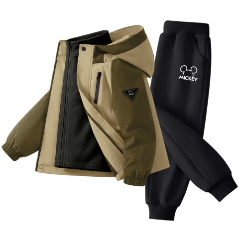 Disney Kids Casual Sportswear Hooded Thickened And Fleece Lined