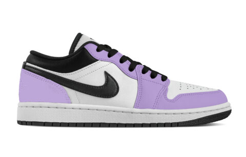 Jordan Air Jordan 1 Cute Skeleton, Heart Box Abrasion Resistant Low top Vintage Basketball Shoes Women’s Purple White