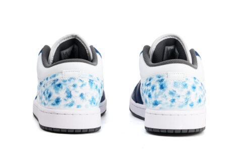 Jordan Air Jordan 1 Cushioning, Wear Resistant Low top Vintage Basketball Shoes Unisex White Blue
