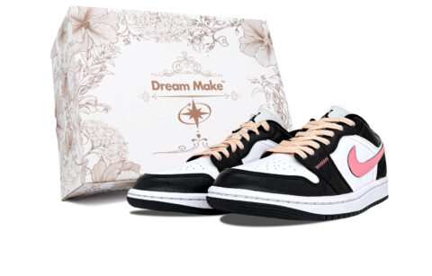 Jordan Air Jordan 1 Abrasion Resistant Low top Vintage Basketball Shoes Unisex Black Pink
