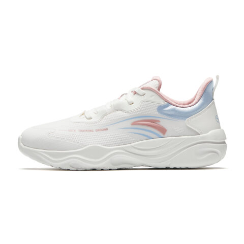 Anta Fabric Low top Trendy Versatile Training Shoes Women's Papyrus White/Light Pink Blue/Frost Pink