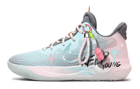 Nike KD Trey 5 IX Slip Resistant Abrasion Resistant Mid top Basketball Shoes Unisex Blue Pink