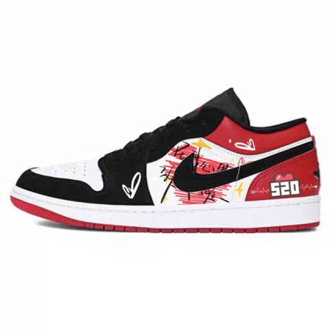 Jordan Air Jordan 1 Slip Resistant Abrasion Resistant Low top Vintage Basketball Shoes Unisex Red