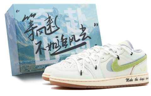 Jordan Air Jordan 1 Low SE Slip Resistant Abrasion Resistant Low top Vintage Basketball Shoes GS White Green