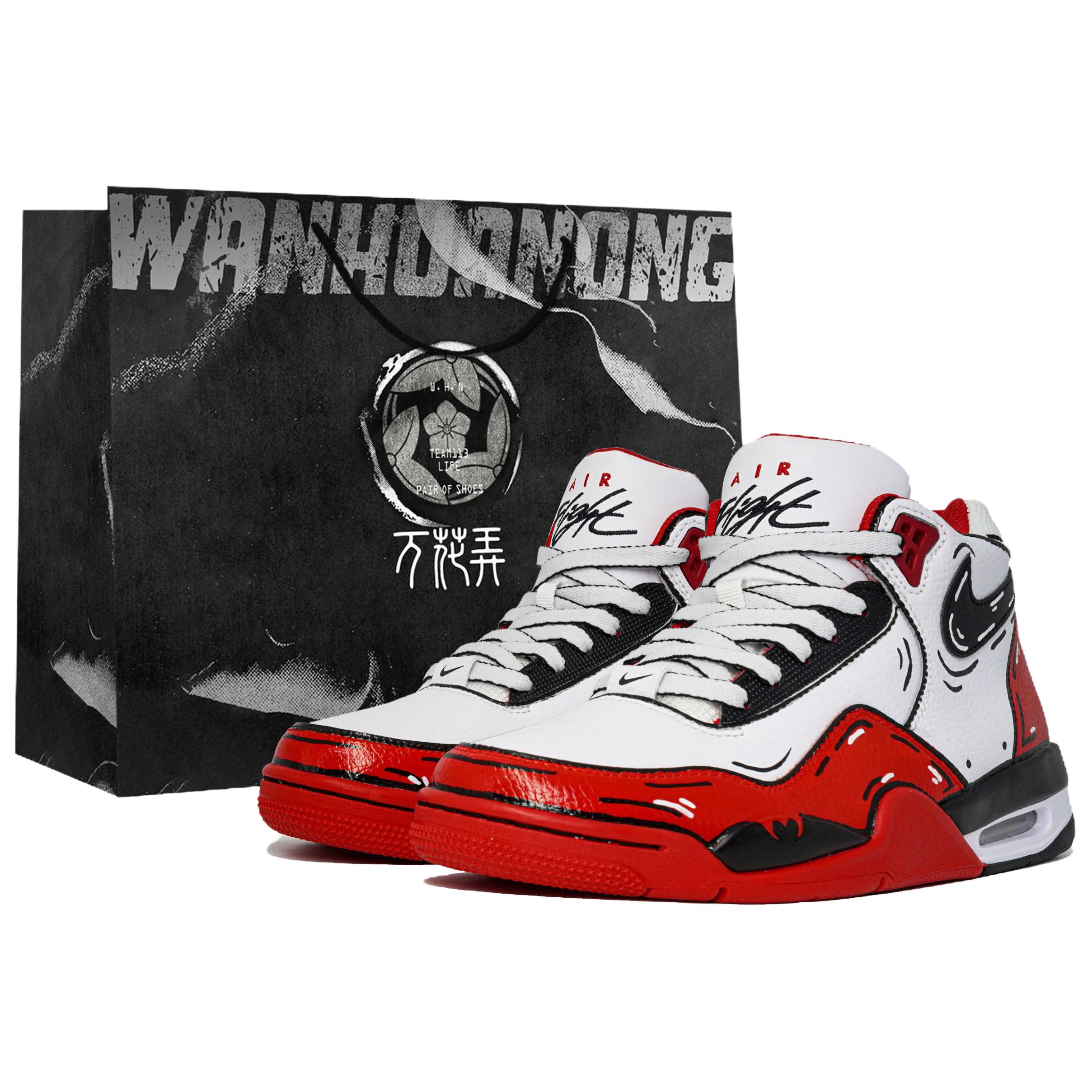 Nike Flight Legacy Slip Resistant Mid top Vintage Basketball Shoes Unisex Red
