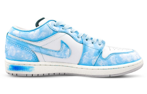 Jordan Air Jordan 1 Cushioning, Wear Resistant Low top Vintage Basketball Shoes Unisex White Blue