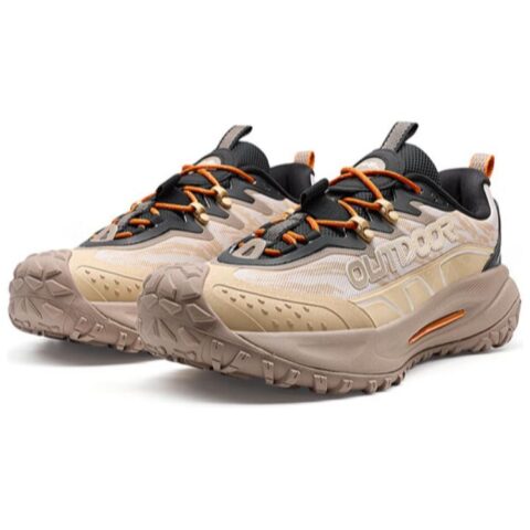 XTEP Slip Resistant And Abrasion Resistant Coverage Low top Outdoor Shoes Men’s Brown Gray