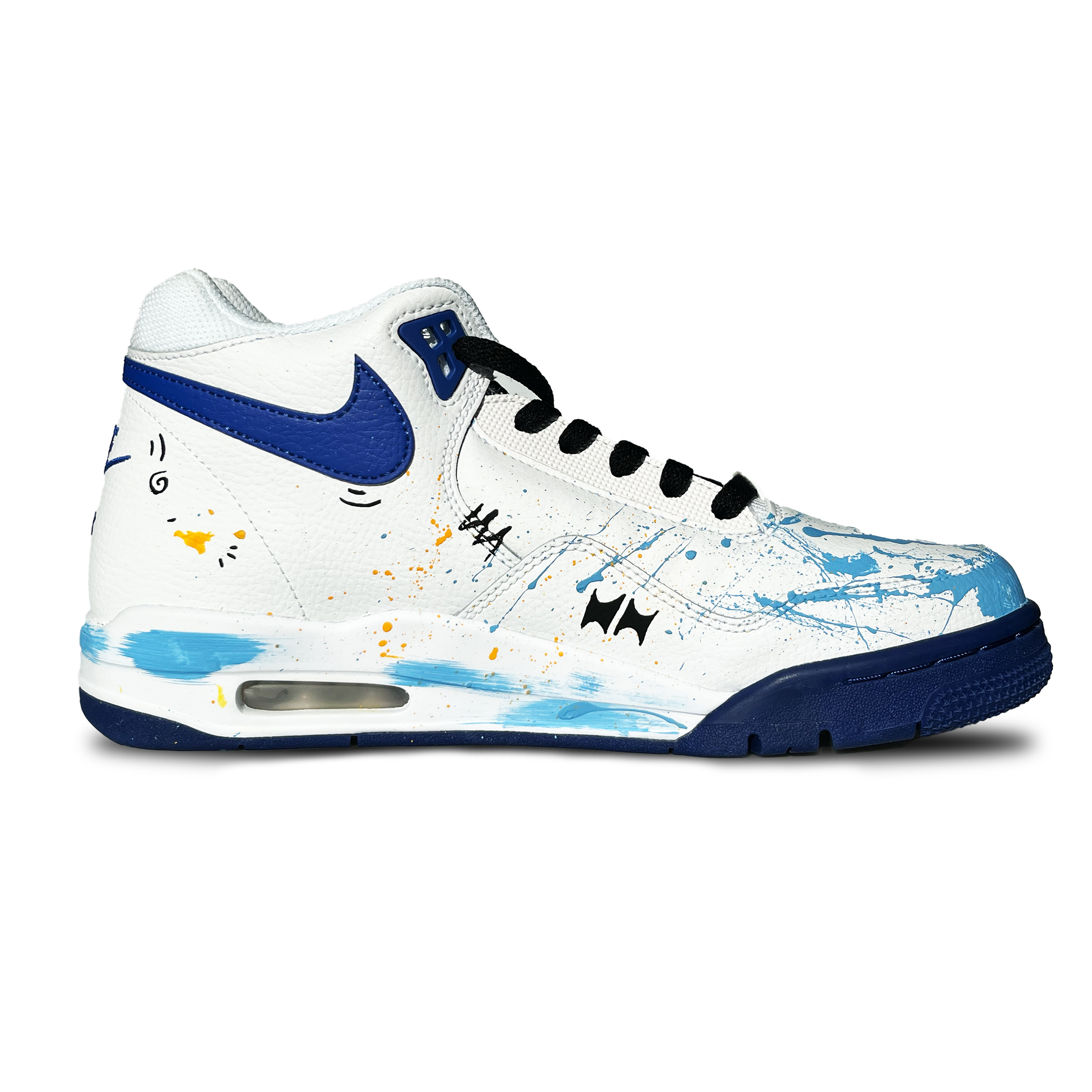 Nike Flight Legacy Cushioning Slip Resistant Mid top Vintage Basketball Shoes Men’s Blue White Black