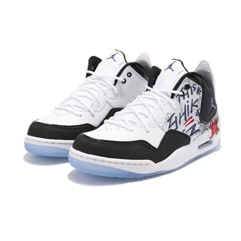 Jordan Courtside 23 Leather Cushioning Slip Resistant Breathable Mid top Vintage Basketball Shoes Men’s Black White Red