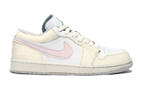 Jordan Air Jordan 1 Abrasion Resistant Low top Vintage Basketball Shoes Unisex Light Yellow