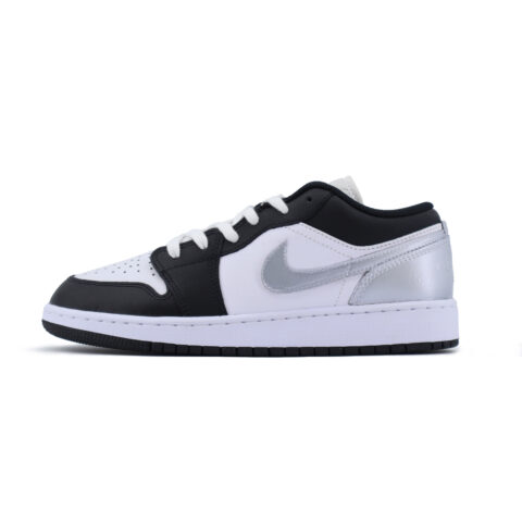 Jordan Air Jordan 1 Leather Slip Resistant Abrasion Resistant Low top Vintage Basketball Shoes Men’s Silver