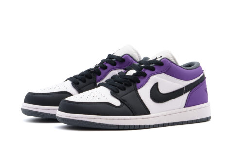 Jordan Air Jordan 1 Abrasion Resistant Low top Vintage Basketball Shoes Unisex Black Purple
