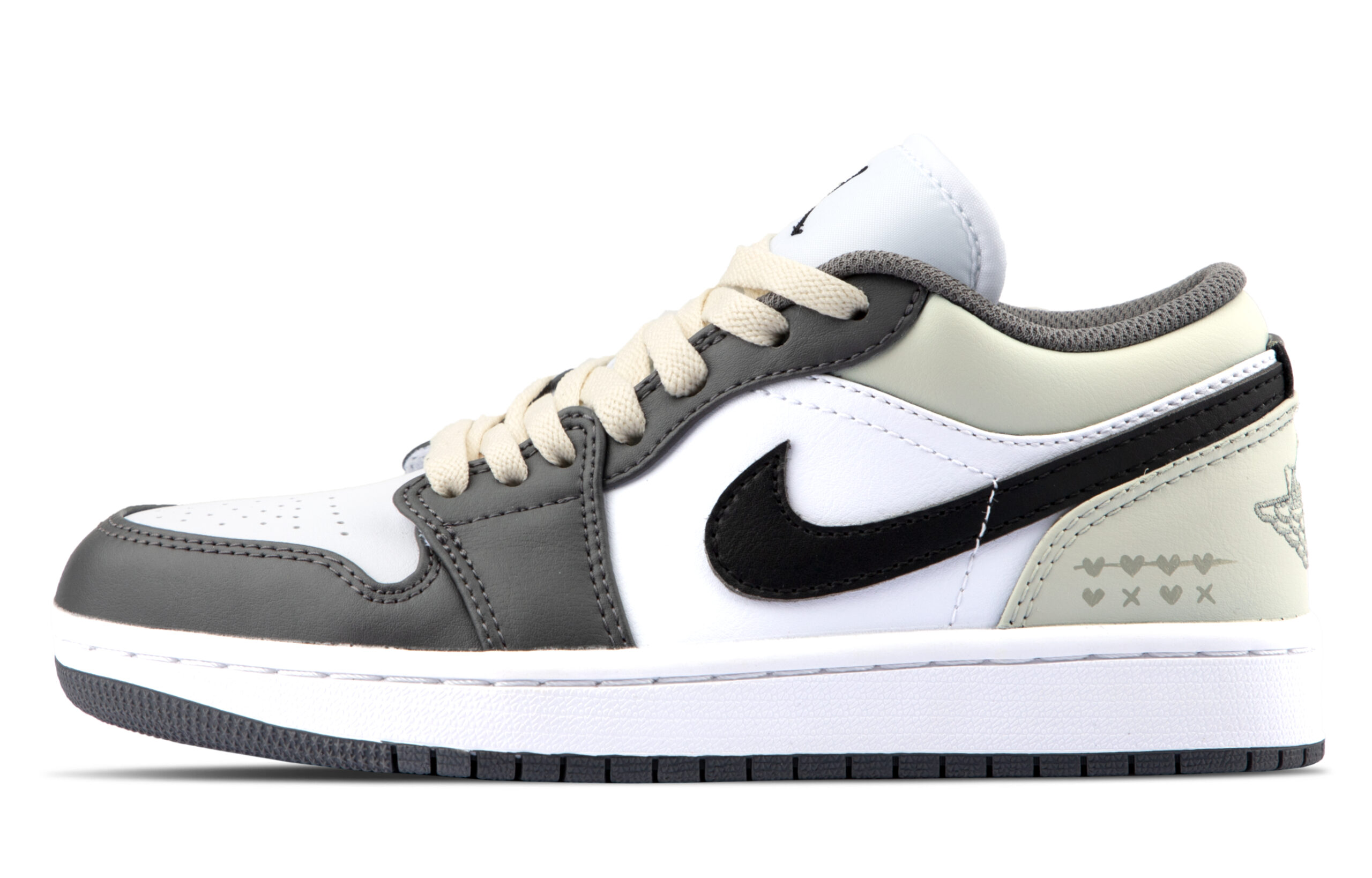 Jordan Air Jordan 1 Cushioning Slip Resistant Low top Vintage Basketball Shoes Unisex Beige