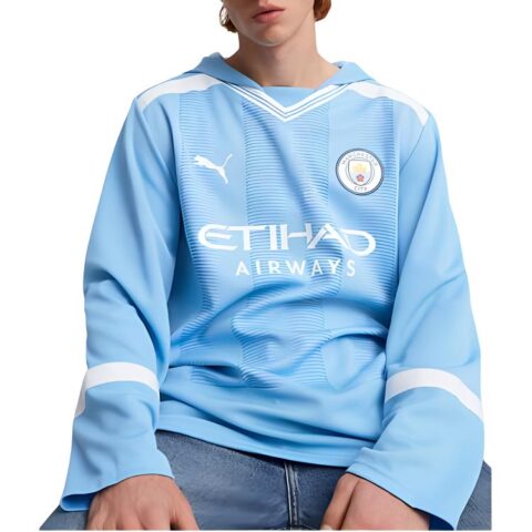 PUMA Manchester City Oversized Winter Football Jersey Soccer Jersey Men’s Light Blue