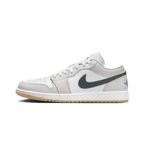 Jordan Air Jordan 1 Slip Resistant Abrasion Resistant Low top Vintage Basketball Shoes Unisex White Green