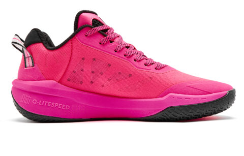 QIAODAN FETEAM Cushioned Slip-Resistant Abrasion-Resistant Low-Top Basketball Shoes Men’s Neon Pink Black