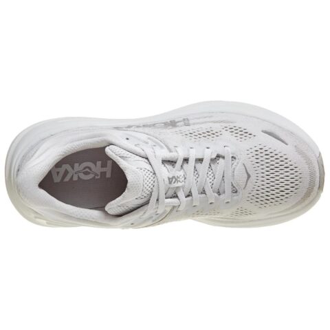 HOKA ONE ONE Bondi 9 Cushioning Breathable Support Low top Long Distance Running Shoes Women’s White Silver