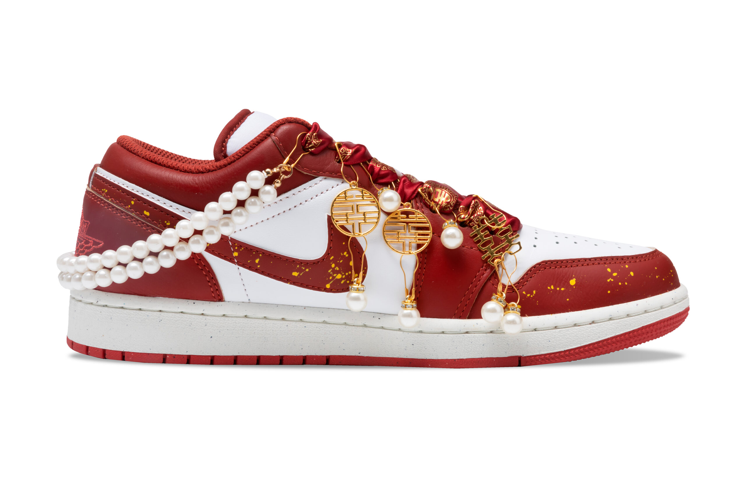 Jordan Air Jordan 1 Cushioning Slip Resistant Abrasion Resistant Low top Vintage Basketball Shoes Unisex Burgundy