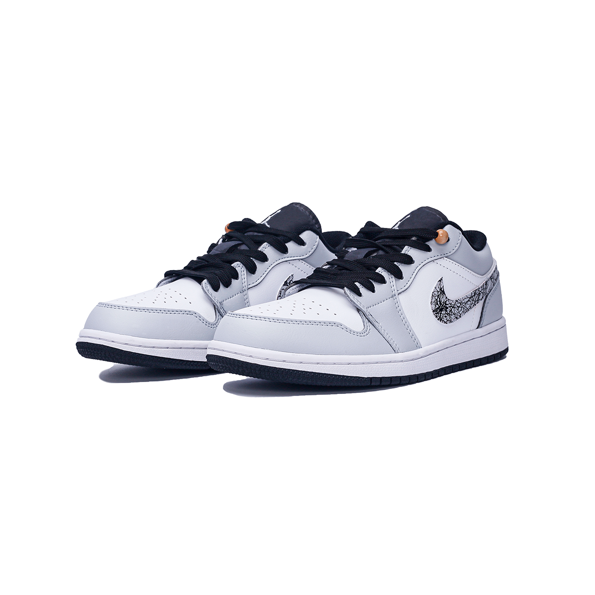 Jordan Air Jordan 1 Custom Leather Abrasion Resistant Low Top Vintage Basketball Shoes Unisex Smoke Gray