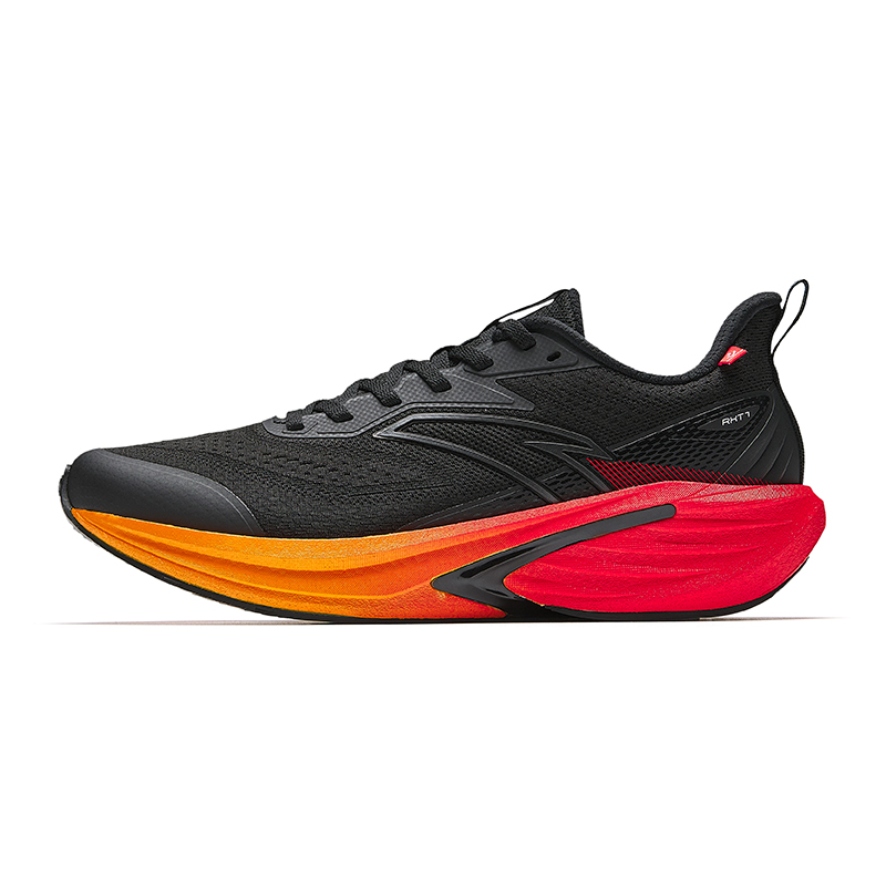 Anta Rocket 7 Textile, Rubber Low top Running Shoes Men’s Basic Black/Flame Orange Red