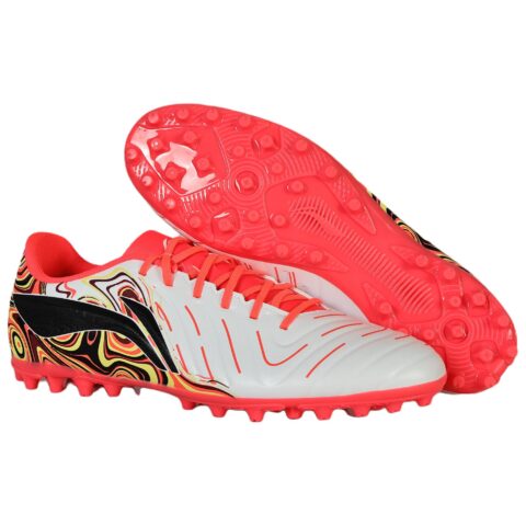 Li Ning MG Multi Ground Soccer Shoes Unisex Standard White/Neon Crystal Red