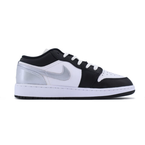 Jordan Air Jordan 1 Leather Slip Resistant Abrasion Resistant Low top Vintage Basketball Shoes Men’s Silver
