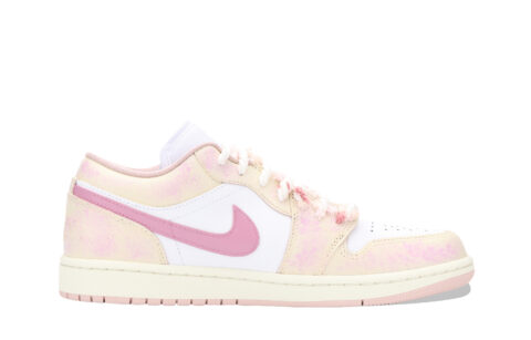 Jordan Air Jordan 1 Pink Floral Sea Abrasion Resistant Low top Vintage Basketball Shoes Unisex Pink White
