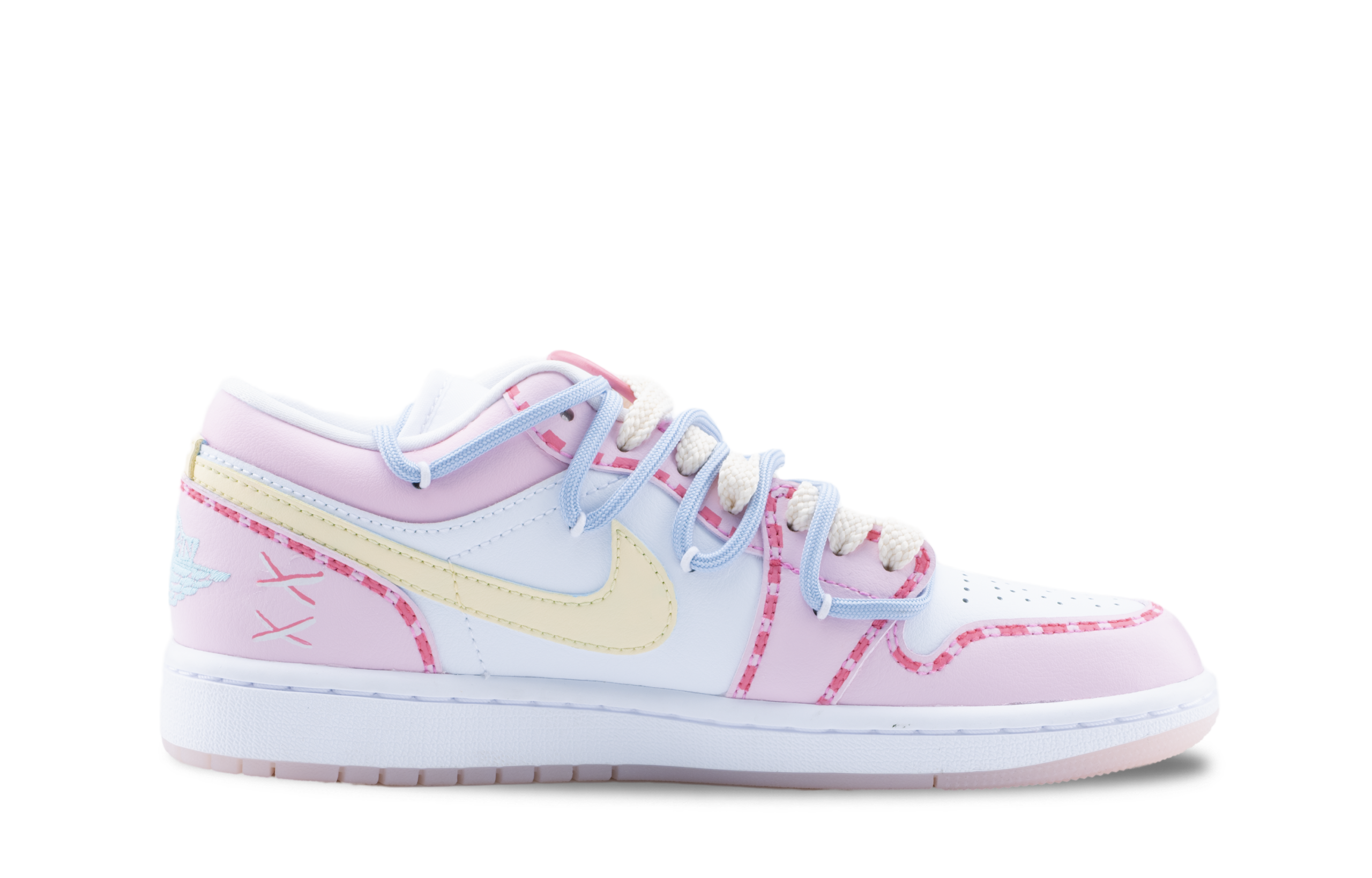 Jordan Air Jordan 1 Slip Resistant Abrasion Resistant Low top Vintage Basketball Shoes Unisex Pink