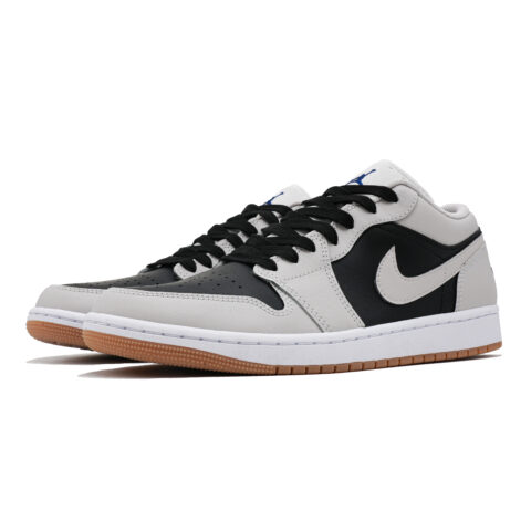 Jordan Air Jordan 1 Slip Resistant Abrasion Resistant Low top Vintage Basketball Shoes Unisex Black White Gray