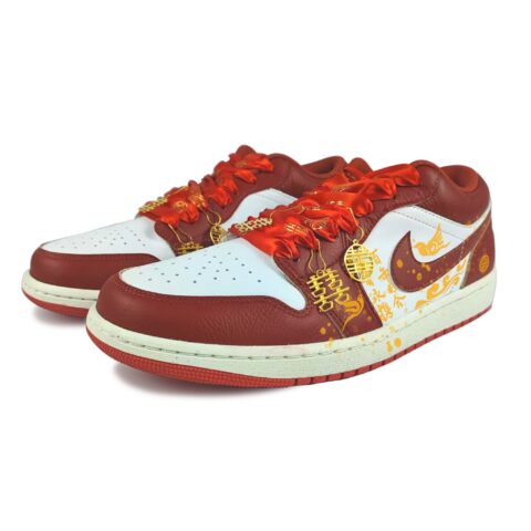 Jordan Air Jordan 1 Leather Abrasion Resistant Low top Vintage Basketball Shoes Men’s Red
