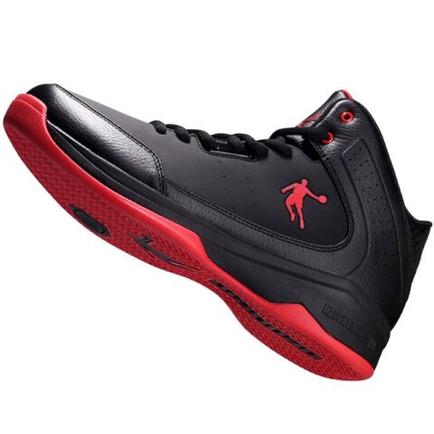 QIAODAN Cushioning Abrasion Resistant Breathable High top Plus Size Performance Basketball Shoes Men’s Black Red