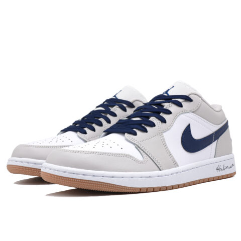 Jordan Air Jordan 1 Slip Resistant Abrasion Resistant Low top Vintage Basketball Shoes Unisex Gray White