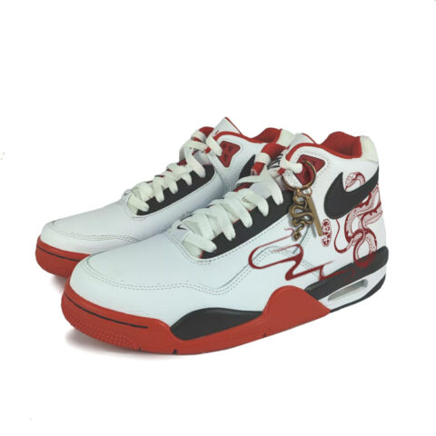 Nike Flight Legacy Synthetic Leather Cushioning Mid top Vintage Basketball Shoes Unisex Red White