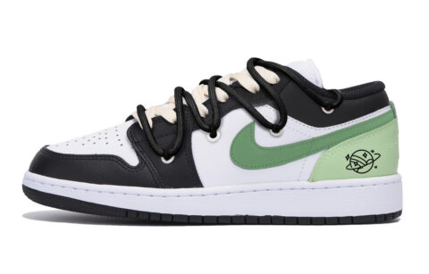 Jordan Air Jordan 1 Slip Resistant Abrasion Resistant Low top Vintage Basketball Shoes Men’s Black Green